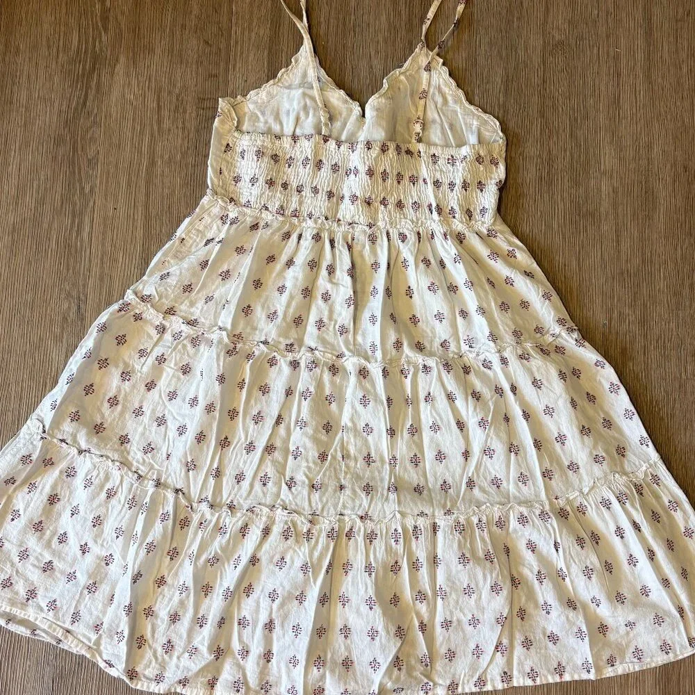SIM & SAM Boho Midi Dress - White with Geometric Print - Size L - Picture 5 of 6
